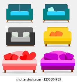 Set of sofas and pillows