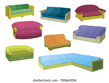 Set of sofas. Vector image of a set of upholstered furniture.