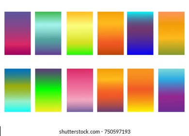Set soft abstract color gradients background. Bright modern screen design for mobile app and website. Isolated on white background. Vector illustration.