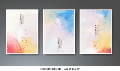 Set of soft bright watercolor background. Design for your cover, date, postcard, banner, logo.