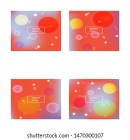 Set of soft color gradient backgrounds. Liquid backdrops with simple muffled colors. Vector illustration concept. Red colored, natural screen design for user interface or mobile app.