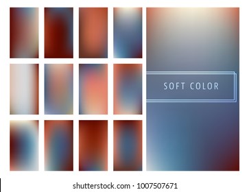 Set of soft color gradients background for mobile screen, smartphone app. Vector illustration.