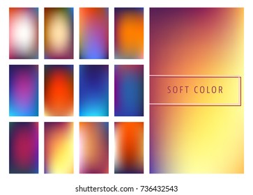 Set of soft color gradients background for mobile screen, app. Vector illustration.