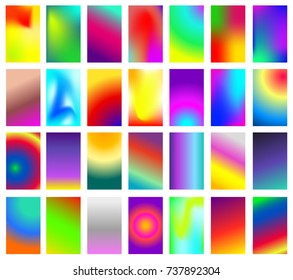 Set of soft color gradients background. Modern screen design for mobile app. Vector illustration. Isolated on white background