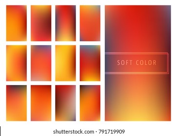 Set of soft color gradients background for mobile screen, smartphone app. Vector illustration.