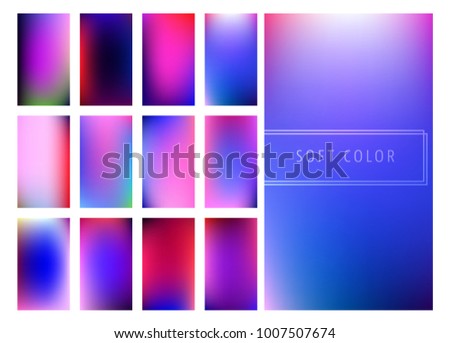 Set of soft color gradients background for mobile screen, smartphone app. Vector illustration.