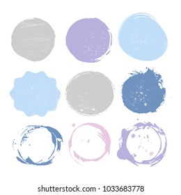 set of soft colored grunge circles. empty circles set