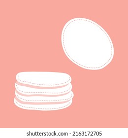 A set of soft cotton sponges. Health care, body cleanliness and hygiene. Facial and makeup. Soft cosmetic item. Female face. Vector flat isolated illustration