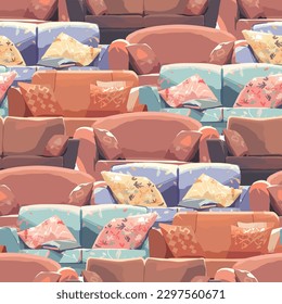 Set of a soft cozy modern cocouches. Vector design element isolated on a white background