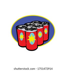 Set of soft drinks in aluminum cans. Splash soda. Vector, illustration isolated on white background.