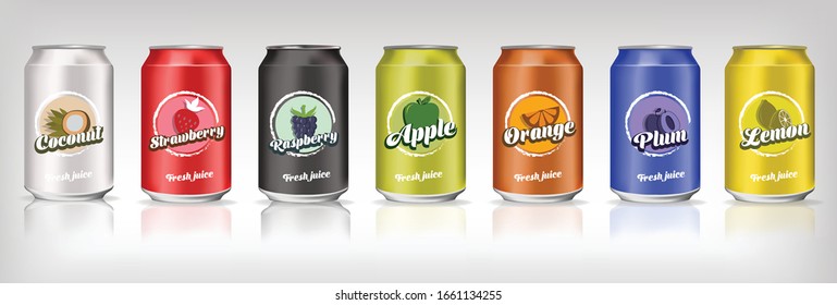 Conjunto de refrescos en envases de aluminio.