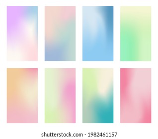 Set of soft gradient background. Modern abstract vector for social media story, web, smartphone screen, mobile apps and more. Space for text or image. Vector illustration.