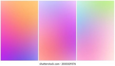 Set of soft gradient backgrounds. Design template. For web, mobile applications, social media. Vector illustration.