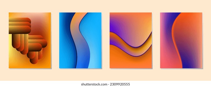 SET SOFT GRADIENT MESH FLUID BLURRED BACKGORUND DESIGN WITH COPY SPACE AREA VECTOR TEMPLATE GOOD FOR POSTER, WALLPAPER, COVER, FRAME, FLYER, SOCIAL MEDIA 