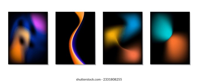 SET SOFT GRADIENT MESH FLUID BLURRED DARK BACKGORUND DESIGN WITH COPY SPACE AREA VECTOR TEMPLATE GOOD FOR POSTER, WALLPAPER, COVER, FRAME, FLYER, SOCIAL MEDIA 