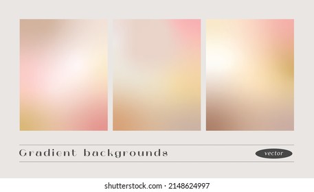 Set soft gradient texture backgrounds  Minimalist vector backdrop neutral color  