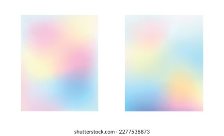 Set of soft holographic backgrounds isolated on white background. Vector illustration background with pastel colors. Mesh gradient. Banners, posters, templates.