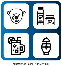 Set of soft icons such as Bear, Cream, Cocktail , soft