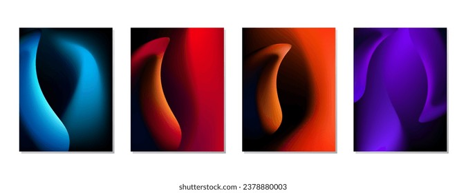 SET SOFT PASTEL GRADIENT MESH FLUID BLURRED COLOR. DARK POSTER BACKGORUND DESIGN WITH COPY SPACE AREA VECTOR TEMPLATE GOOD FOR POSTER, WALLPAPER, COVER, FRAME, FLYER, SOCIAL MEDIA 