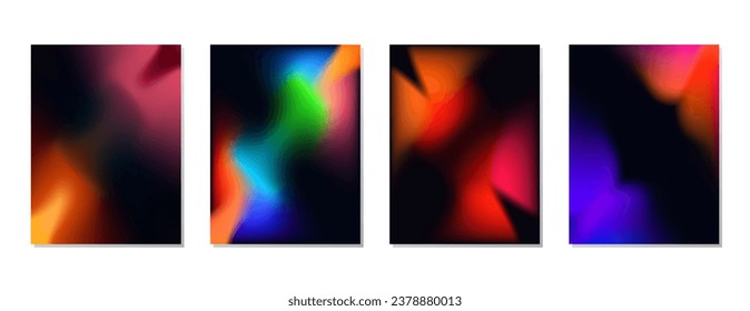 SET SOFT PASTEL GRADIENT MESH FLUID BLURRED COLOR. DARK POSTER BACKGORUND DESIGN WITH COPY SPACE AREA VECTOR TEMPLATE GOOD FOR POSTER, WALLPAPER, COVER, FRAME, FLYER, SOCIAL MEDIA 