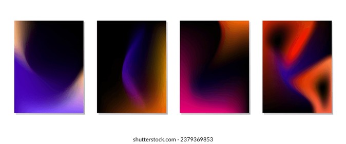 SET SOFT PASTEL GRADIENT MESH FLUID BLURRED COLOR. DARK POSTER BACKGORUND DESIGN WITH COPY SPACE AREA VECTOR TEMPLATE GOOD FOR POSTER, WALLPAPER, COVER, FRAME, FLYER, SOCIAL MEDIA 
