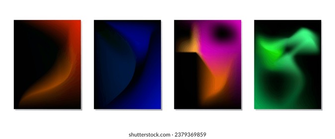 SET SOFT PASTEL GRADIENT MESH FLUID BLURRED COLOR. DARK POSTER BACKGORUND DESIGN WITH COPY SPACE AREA VECTOR TEMPLATE GOOD FOR POSTER, WALLPAPER, COVER, FRAME, FLYER, SOCIAL MEDIA 