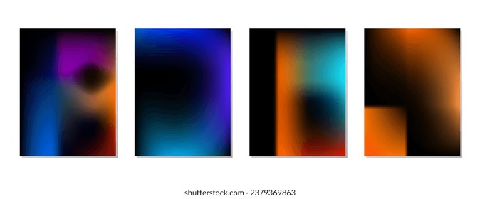 SET SOFT PASTEL GRADIENT MESH FLUID BLURRED COLOR. DARK POSTER BACKGORUND DESIGN WITH COPY SPACE AREA VECTOR TEMPLATE GOOD FOR POSTER, WALLPAPER, COVER, FRAME, FLYER, SOCIAL MEDIA 