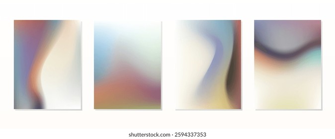 SET SOFT PASTEL GRADIENT MESH FLUID BLURRED COLOR . POSTER BACKGORUND DESIGN WITH COPY SPACE AREA VECTOR TEMPLATE GOOD FOR POSTER, WALLPAPER, COVER, FRAME, FLYER, SOCIAL MEDIA 