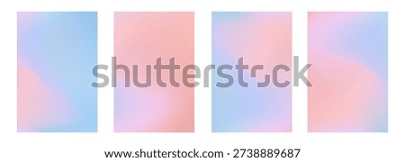 Set of soft pastel vector wavy purple blue and coral pink mesh gradient backgrounds. Abstract vibrant candy fuchsia and violet digital watercolor gradation for liquid concept, fluid design, banner
