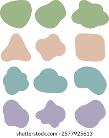 Set of soft, pastel-colored abstract shapes. This image features unique, organic shapes in various soft, pastel colors. EPS-10.