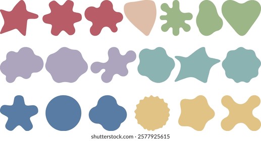 Set of soft, pastel-colored abstract shapes. This image features unique, organic shapes in various soft, pastel colors. EPS-10.