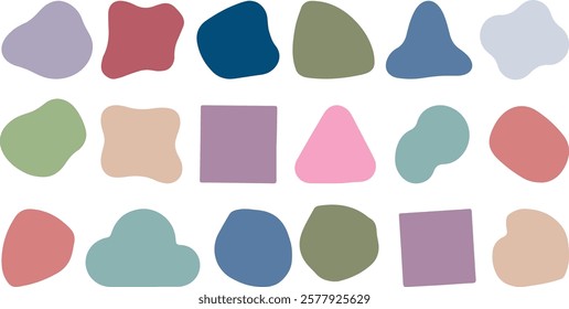 Set of soft, pastel-colored abstract shapes. This image features unique, organic shapes in various soft, pastel colors. EPS-10.
