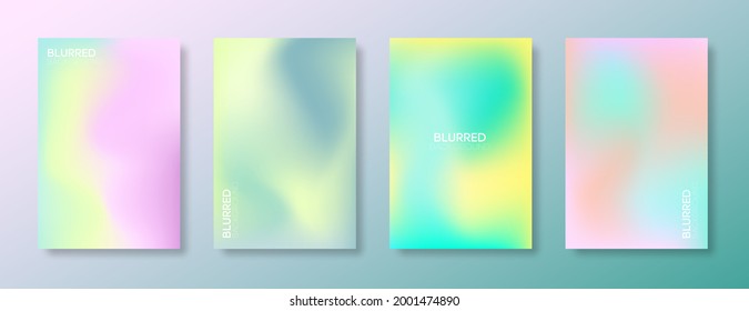 Set of soft rainbow background in pastel colorful gradation style. Abstract blurred texture decorative elements. Vector