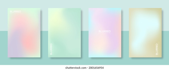 Set of soft rainbow background in pastel colorful gradation style. Abstract blurred texture decorative elements.