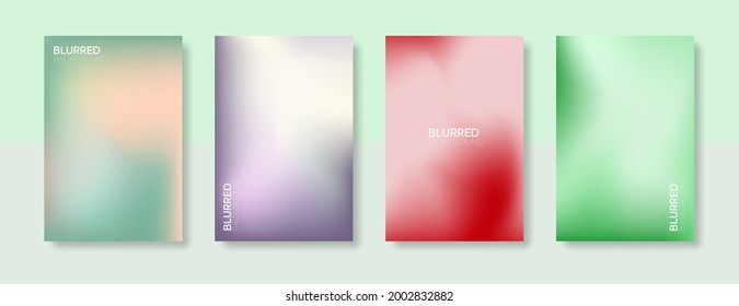 Set of soft rainbow background in pastel colorful gradation style. Abstract blurred texture decorative elements. Vector