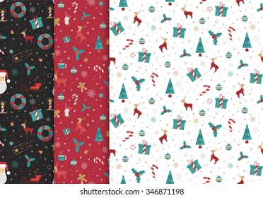 Set of soft seamless patterns Christmas style flat. New print on a T-shirt or gift paper