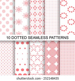 Set of soft seamless patterns with dots