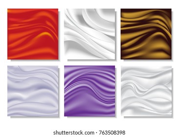 Set Soft silky fabric. Silk waves. Background