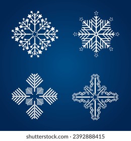 Set of and soft snowflake symbol, icon, logo for design Christmas vector, illustration element collection