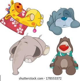 Set of soft toys cartoon 