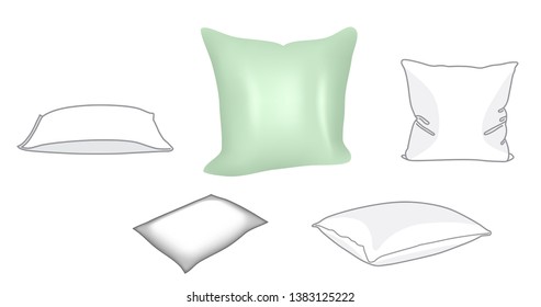 A set of soft, voluminous vector pillows