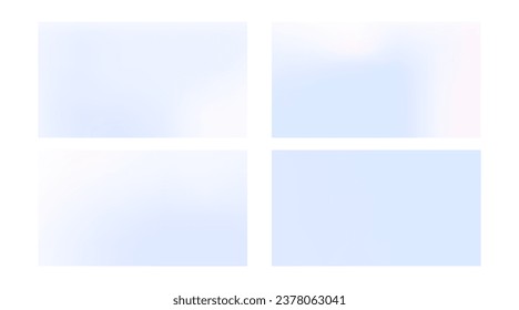 Set of soft winter gradient vector backgrounds. Blue and white abstract liquid design templates