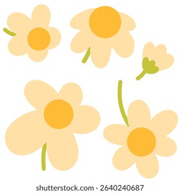 set of soft yellow flowers perfect for spring and fall season thema