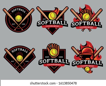 Set of softball Logo. Softball logo and badge.  Softball  vector illustration