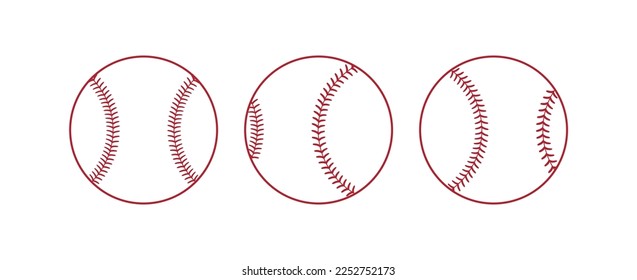 Juego de softball. Bolas de béisbol. Contorno a softball. Equipo de béisbol. Ilustración del vector