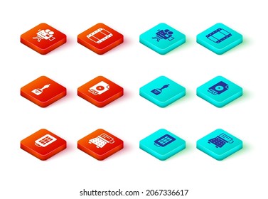 Set Softbox light, Retro typewriter, Movie trophy, FLV file document, Play Video and cinema camera icon. Vector