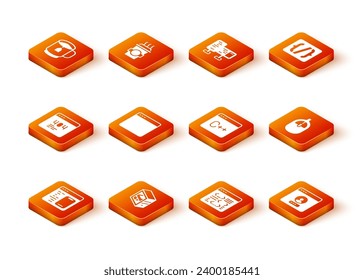 Set Software, Computer, Page with 404 error, Browser window, Create account screen and mouse icon. Vector
