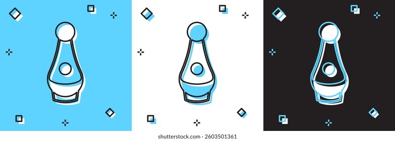 Set Soju bottle icon isolated on blue and white, black background. Korean rice vodka.  Vector
