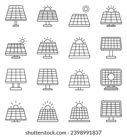 Set of solar cell icon. Pictogram vector design.
