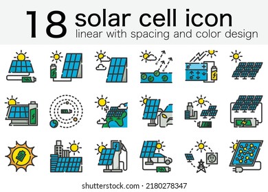 Set Of Solar Cell Panel Photovoltaic Icon In Minimal Linear With Space Design